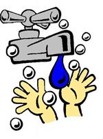 cartoon of hand washing