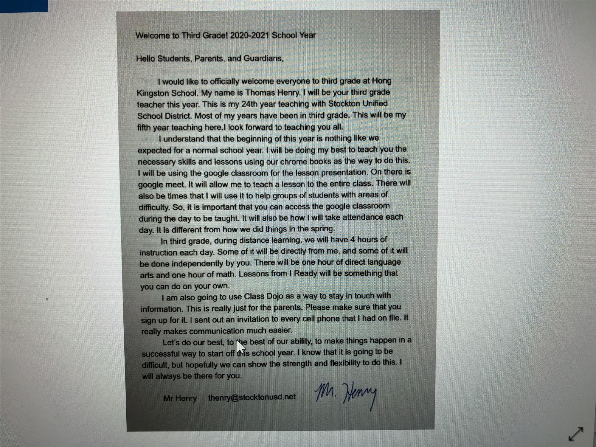parent letter 