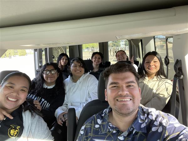 Mr. Arceo and students in the CTE van ready to leave for the 2024 FFA State Leadership Conference