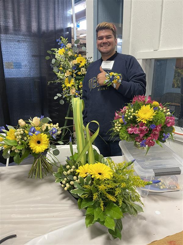 Mr. Arceo and his flower arrangements